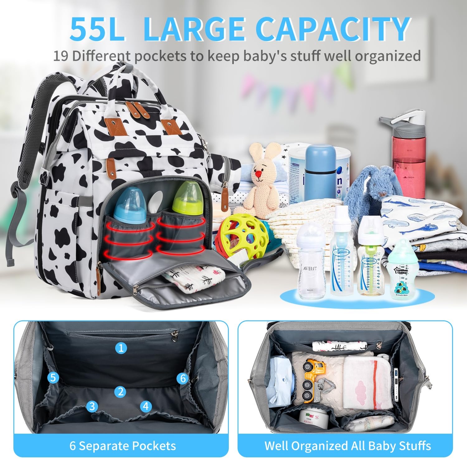Mochila de Fraldas KABAQOO com - Baby Products Essentials avaliação e preço